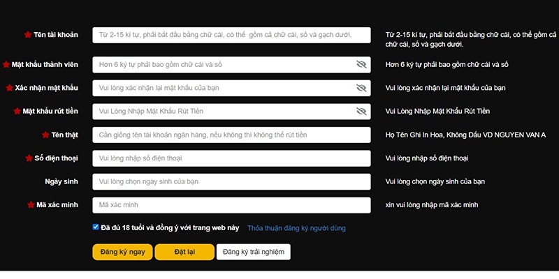 Lưu ý tân thủ cần nhớ khi tạo tài khoản tại VSBET